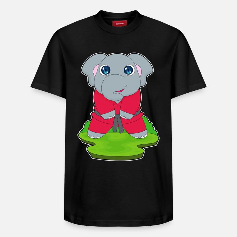 Karaté d’arts martiaux d’éléphant - T-shirt unisexe décontracté en coton Supima – de SPREAD - noir