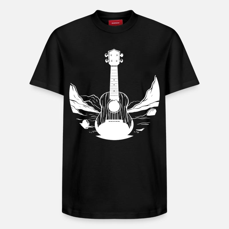 Ukulele Grafik - Relaxed Unisex Supima Cotton T-Shirt – von SPREAD - Schwarz