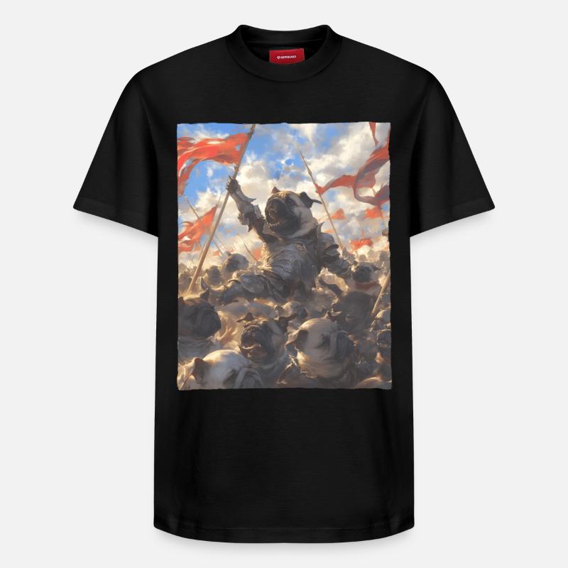 Epische Mops Revolution Kunstvolles Gemälde - Relaxed Unisex Supima Cotton T-Shirt – von SPREAD - Schwarz
