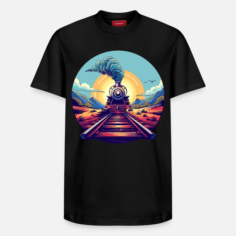 Portrait ferroviaire - T-shirt unisexe décontracté en coton Supima – de SPREAD - noir