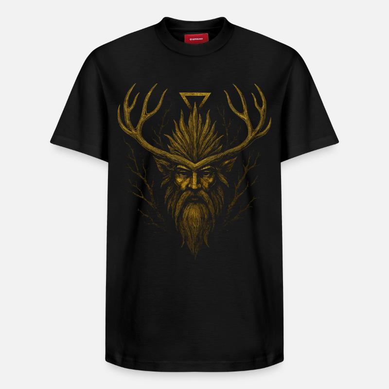 Leshy | Erdelement Waldwächter - Relaxed Unisex Supima Cotton T-Shirt – von SPREAD - Schwarz