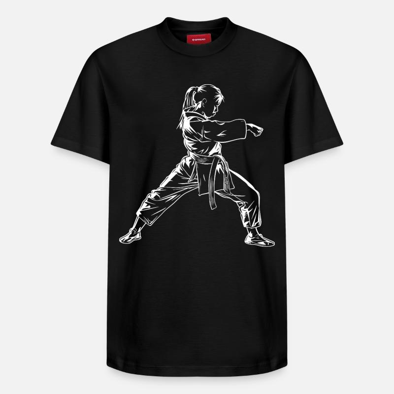 Karate Mädchen Skizze - Relaxed Unisex Supima Cotton T-Shirt – von SPREAD - Schwarz