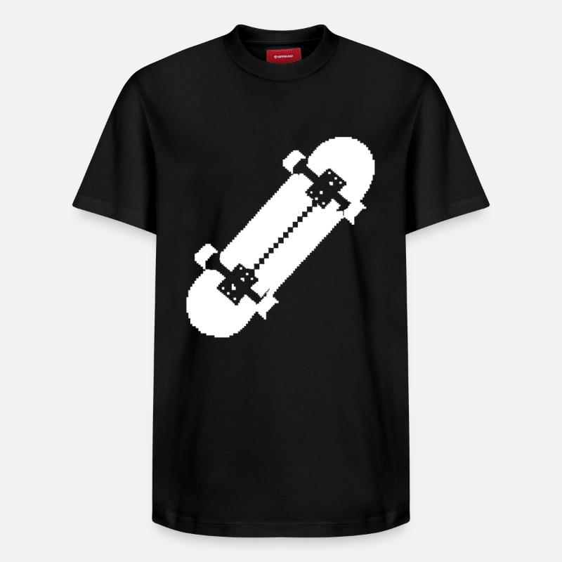 Skateboard Pixel Kunst - Relaxed Unisex Supima Cotton T-Shirt – von SPREAD - Schwarz