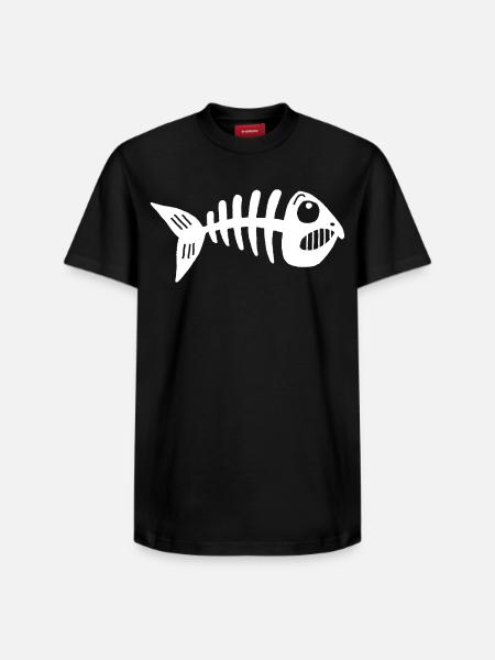 Squelette de poisson - T-shirt unisexe décontracté en coton Supima – de SPREAD - noir