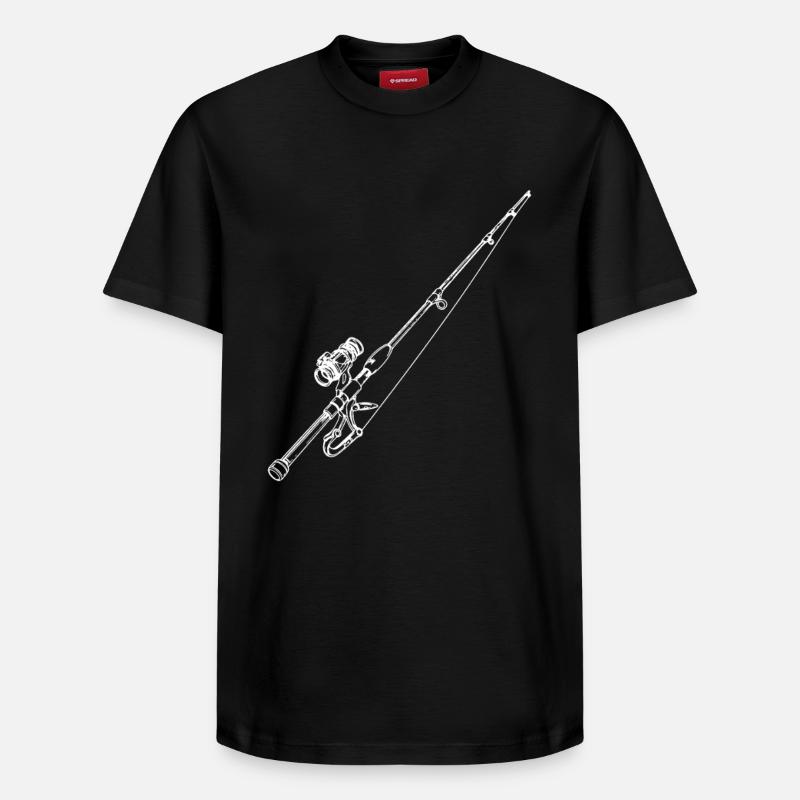 Dessin de canne à pêche - T-shirt unisexe décontracté en coton Supima – de SPREAD - noir