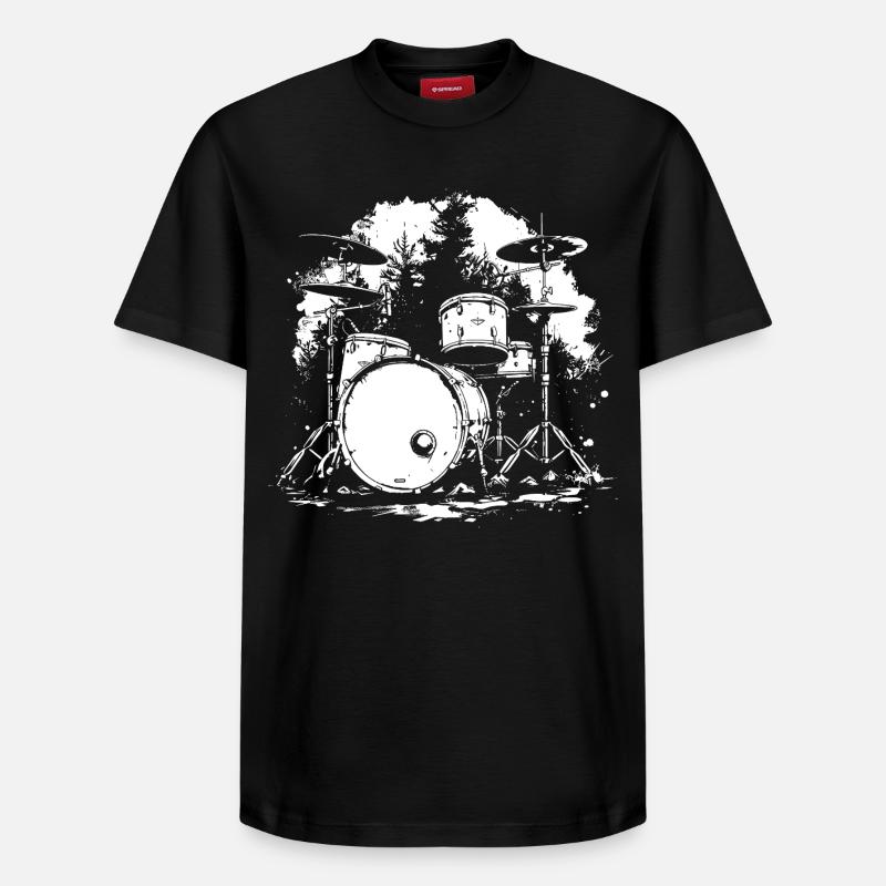 Schlagzeug - Relaxed Unisex Supima Cotton T-Shirt – von SPREAD - Schwarz