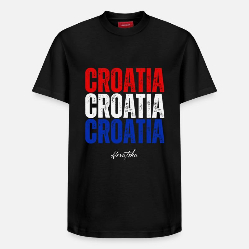 Drapeau croate, fierté croate - T-shirt unisexe décontracté en coton Supima – de SPREAD - noir