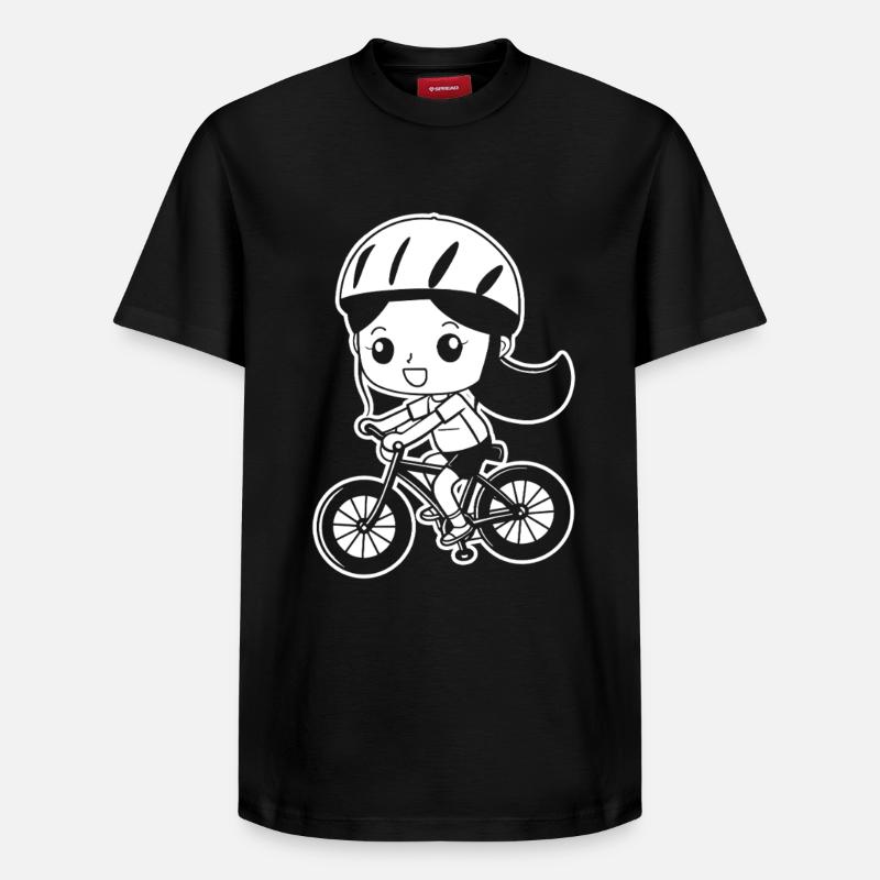 Radfahrerin Comic Stil - Relaxed Unisex Supima Cotton T-Shirt – von SPREAD - Schwarz