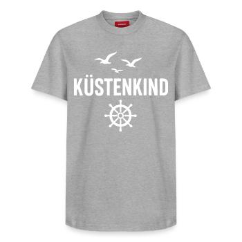 Coastal Child - Relaxed Unisex Supima Cotton T-Shirt – by SPREAD - heather grey - Front - AI Model Female 172 dark (172cm) & AI Model Male 185 dark (185cm)