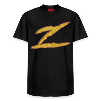 Lettre Z dorée - T-shirt unisexe décontracté en coton Supima – de SPREAD - noir - Devant - AI Model Female 172 light (172cm) & AI Model Male 178 light (178cm)