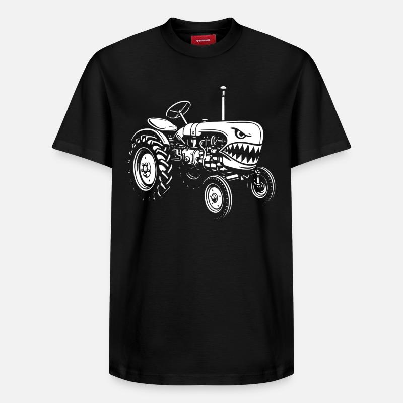 Attaque d’un tracteur de requin - T-shirt unisexe décontracté en coton Supima – de SPREAD - noir