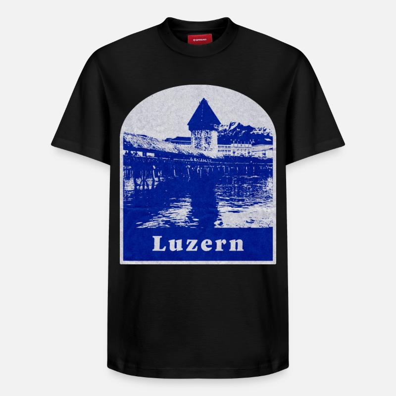 Lucerne, Suisse - T-shirt unisexe décontracté en coton Supima – de SPREAD - noir