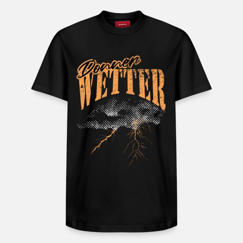 Orage, météo, conception graphique - T-shirt unisexe décontracté en coton Supima – de SPREAD - noir