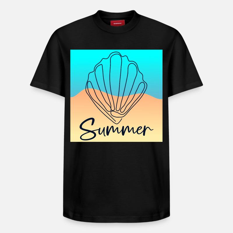 Line Art Coquillage - Plage d’été - T-shirt unisexe décontracté en coton Supima – de SPREAD - noir