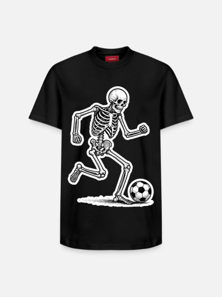 Skeleton Soccer Player - Relaxed Unisex Supima Cotton T-Shirt – by SPREAD - black