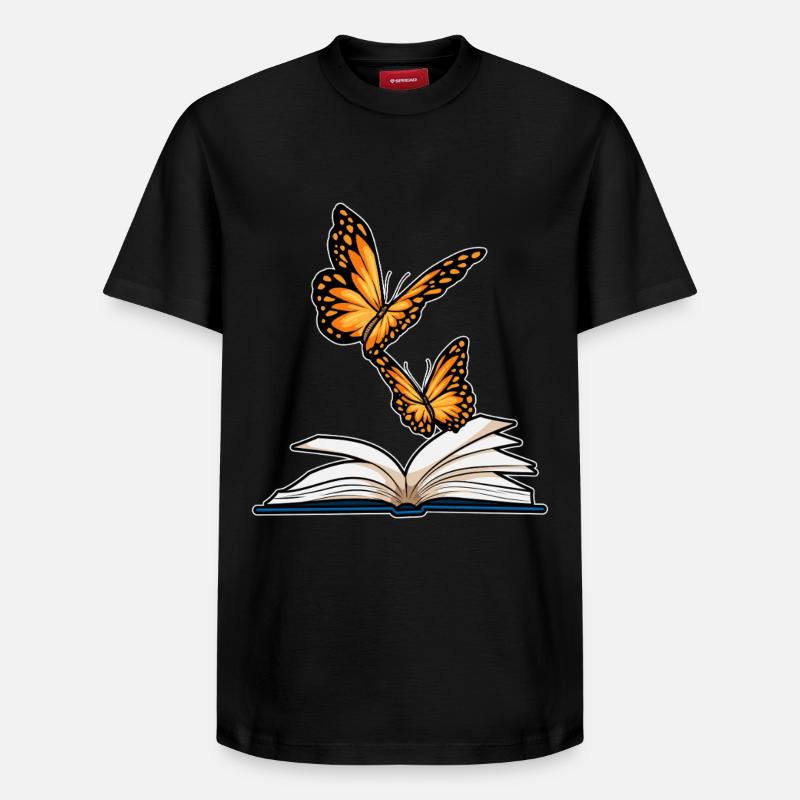 Livre Papillon - T-shirt unisexe décontracté en coton Supima – de SPREAD - noir
