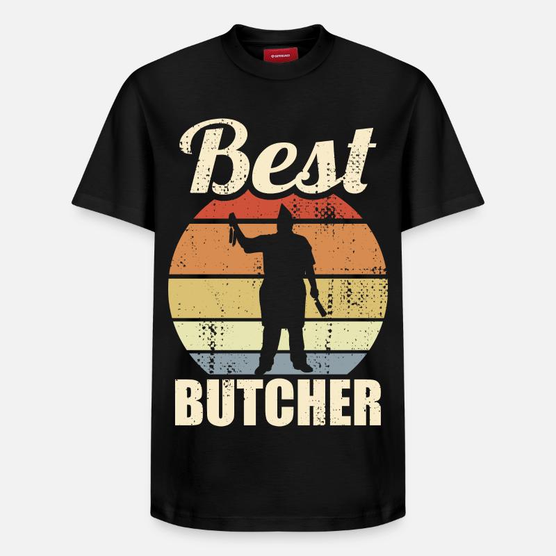 Drôle de boucher - T-shirt unisexe décontracté en coton Supima – de SPREAD - noir