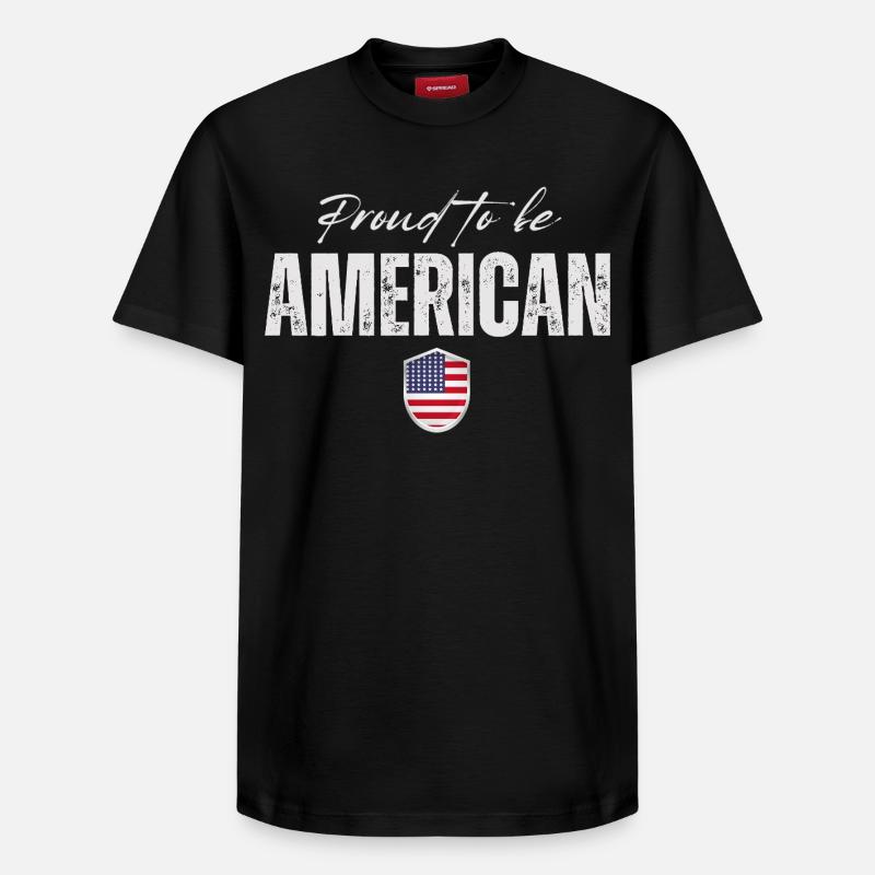 Fier Américain, j’aime l’Amérique - T-shirt unisexe décontracté en coton Supima – de SPREAD - noir