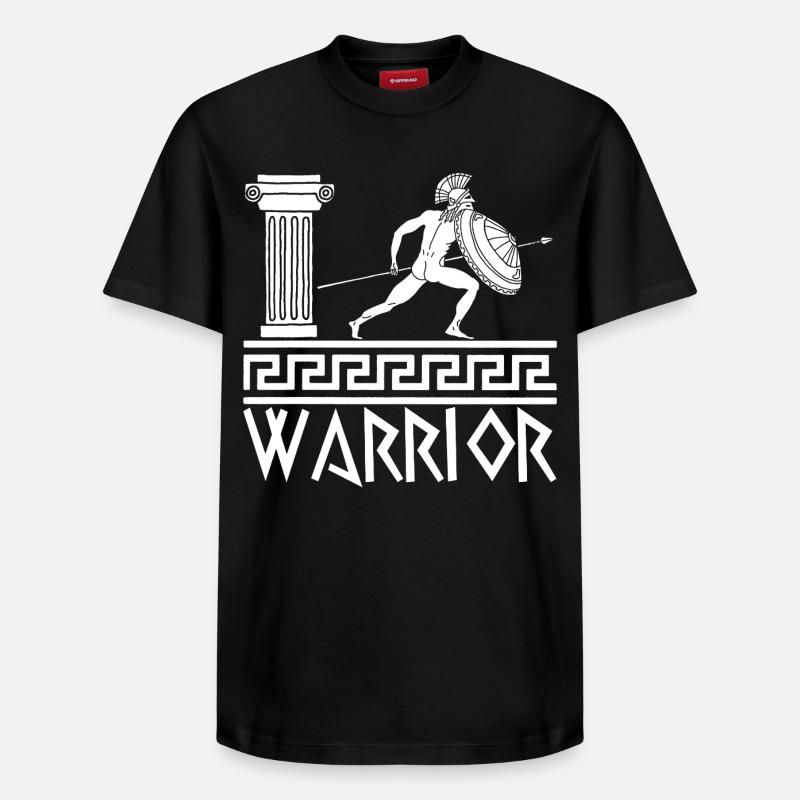 Guerrier grec hoplite blanc - T-shirt unisexe décontracté en coton Supima – de SPREAD - noir