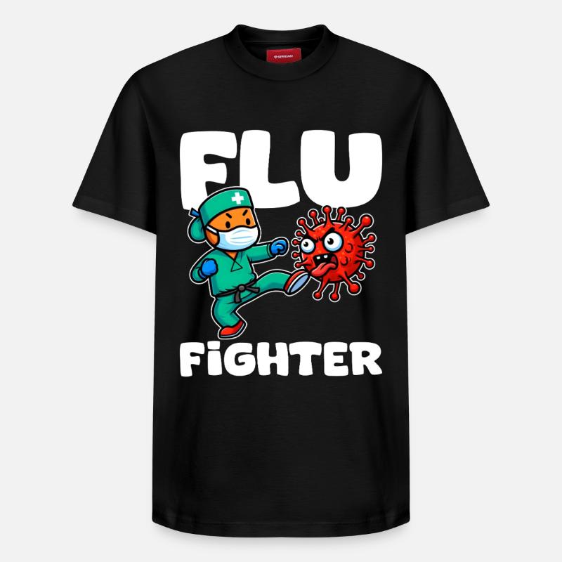 FLU FIGHTER - KRANKENSCHWESTER GESCHENK - Relaxed Unisex Supima Cotton T-Shirt – von SPREAD - Schwarz