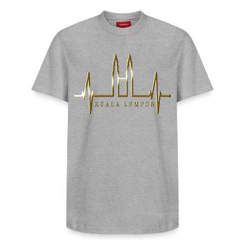 Kuala Lumpur Skyline Heartbeat Malaisie Amour KLCC - T-shirt unisexe décontracté en coton Supima – de SPREAD - gris chiné - Devant - AI Model Female 172 dark (172cm) & AI Model Male 185 dark (185cm)