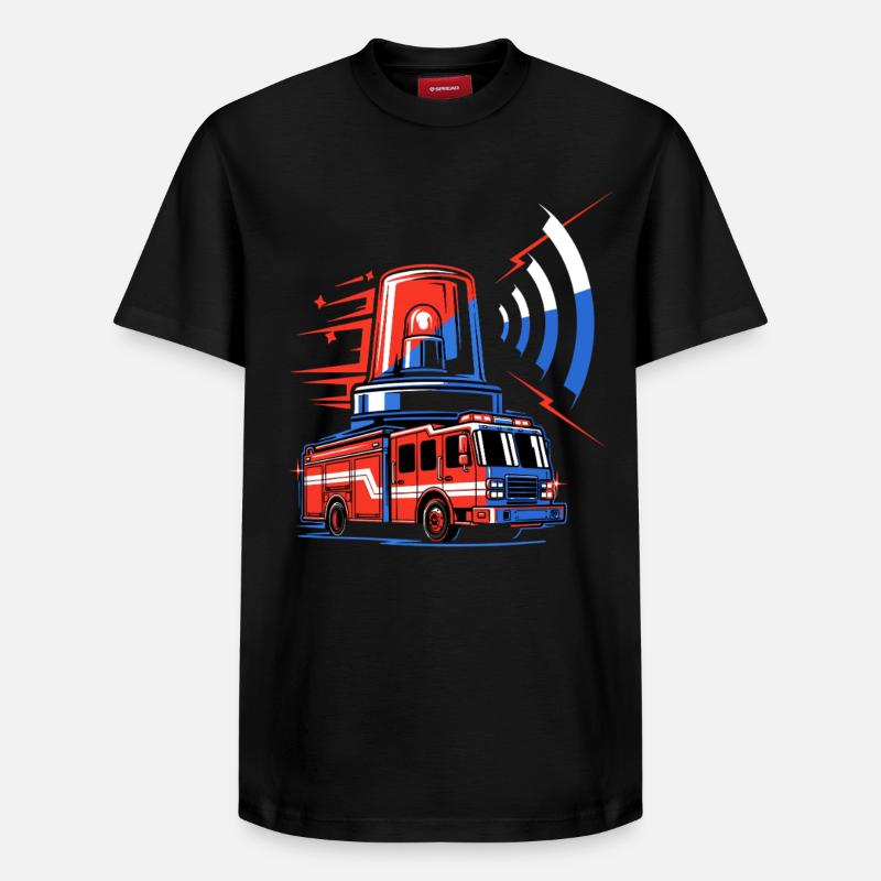 Camion de pompiers avec sirène - T-shirt unisexe décontracté en coton Supima – de SPREAD - noir