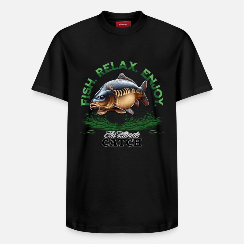 Carpe Fish Relax Enjoy - T-shirt unisexe décontracté en coton Supima – de SPREAD - noir