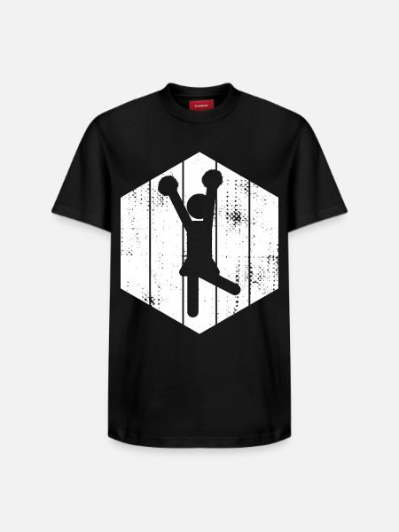 Funny Cheerleader Stick Figure - Relaxed Unisex Supima Cotton T-Shirt – by SPREAD - black
