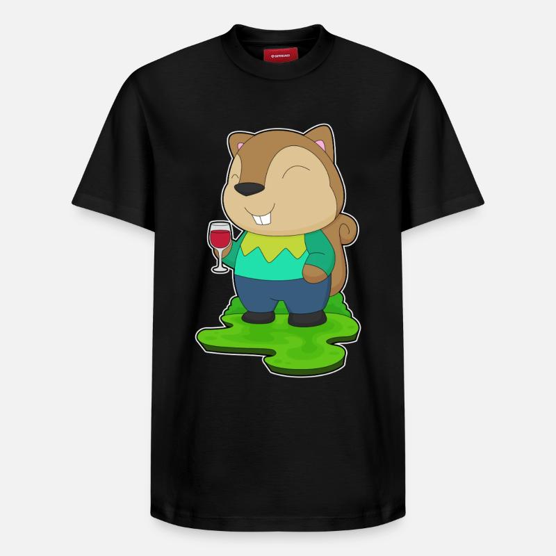 Eichhörnchen Rotwein - Relaxed Unisex Supima Cotton T-Shirt – von SPREAD - Schwarz