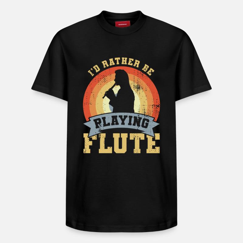 I’d Rather Be Playing Flute - Relaxed Unisex Supima Cotton T-Shirt – von SPREAD - Schwarz
