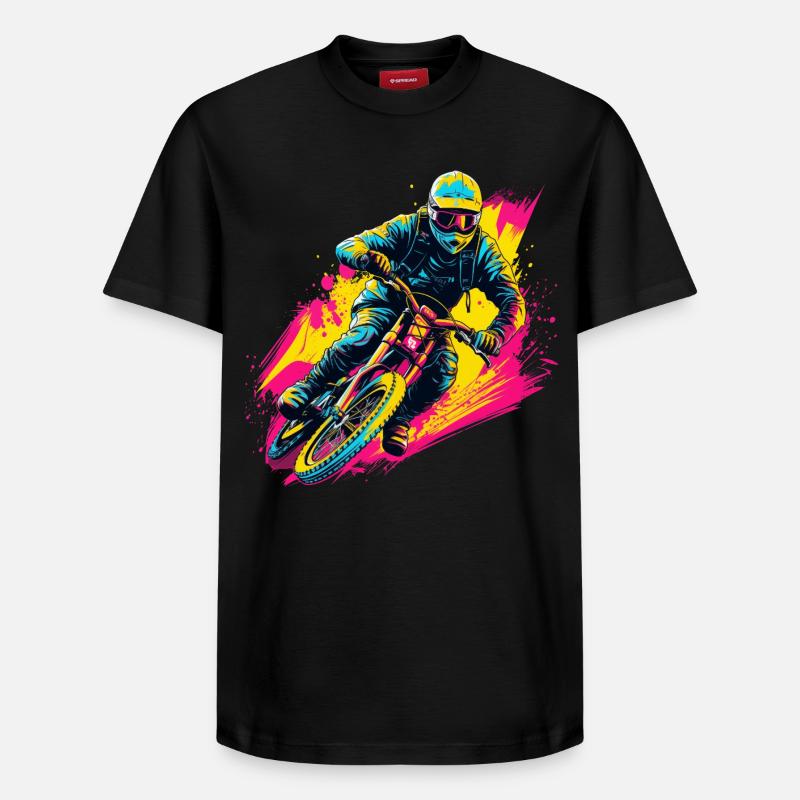 BMX Biker Steamwave - T-shirt unisexe décontracté en coton Supima – de SPREAD - noir