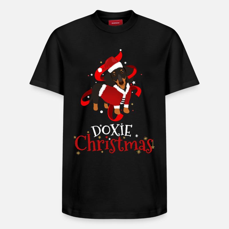 Doxie Teckel Chien Noël - T-shirt unisexe décontracté en coton Supima – de SPREAD - noir