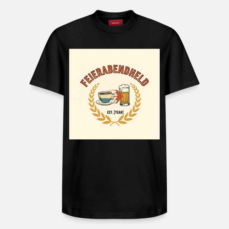 Feierabendheld Kaffeetasse & Bierglas Design - Relaxed Unisex Supima Cotton T-Shirt – von SPREAD - Schwarz