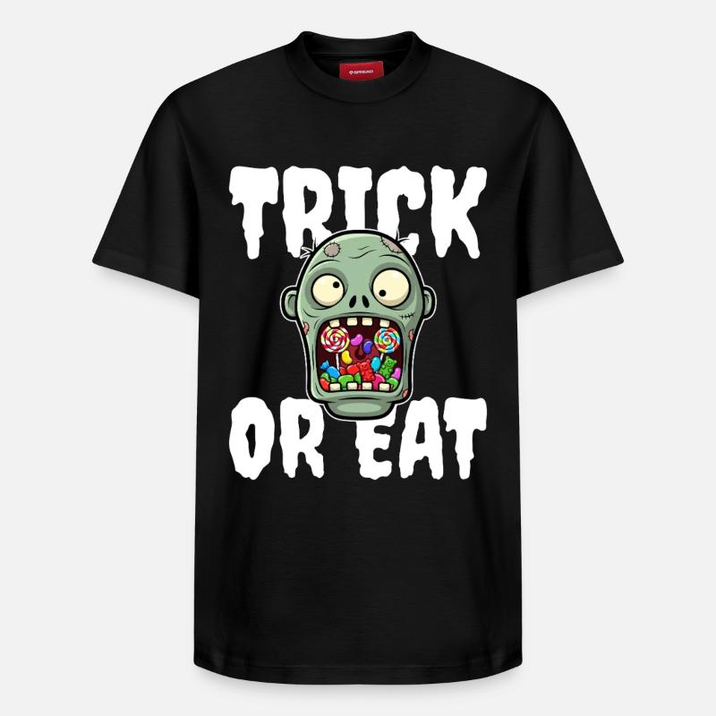SÜSSES ODER ESSEN - ZOMBIE HALLOWEEN - Relaxed Unisex Supima Cotton T-Shirt – von SPREAD - Schwarz