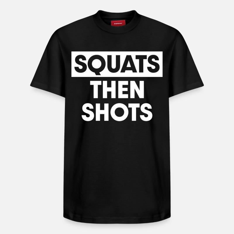 Squats puis tirs - T-shirt unisexe décontracté en coton Supima – de SPREAD - noir
