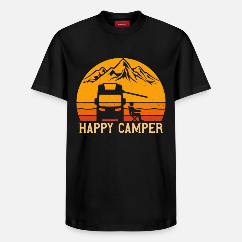 Happy Camper Camper Camping - Relaxed Unisex Supima Cotton T-Shirt – von SPREAD - Schwarz