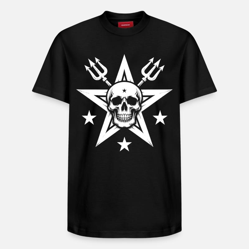 Crâne d’étoile - T-shirt unisexe décontracté en coton Supima – de SPREAD - noir