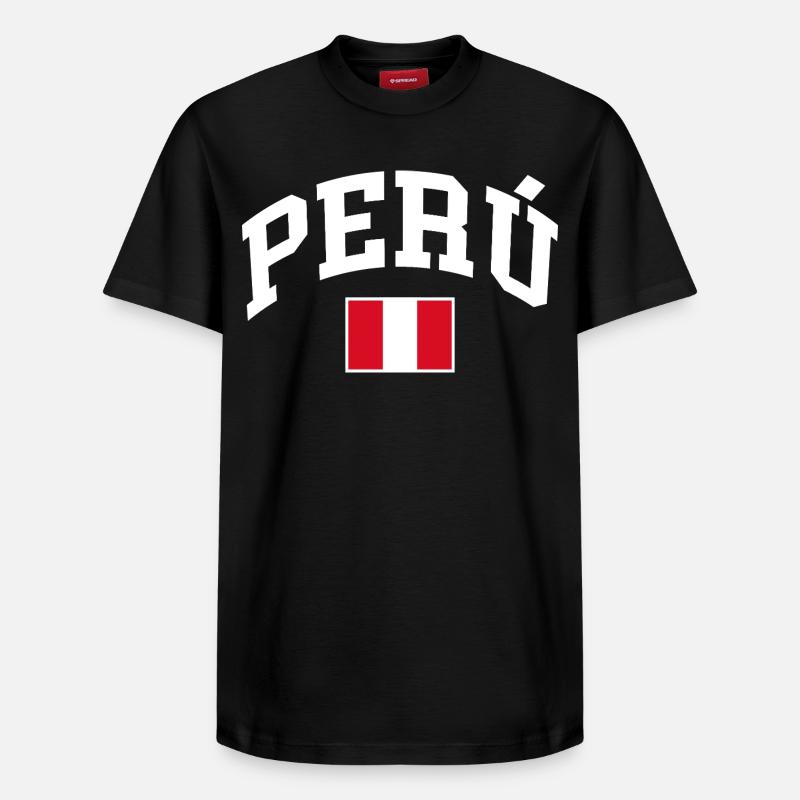 Peru Flagge - Relaxed Unisex Supima Cotton T-Shirt – von SPREAD - Schwarz