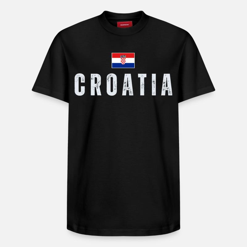 Drapeau croate, j’adore la Croatie - T-shirt unisexe décontracté en coton Supima – de SPREAD - noir