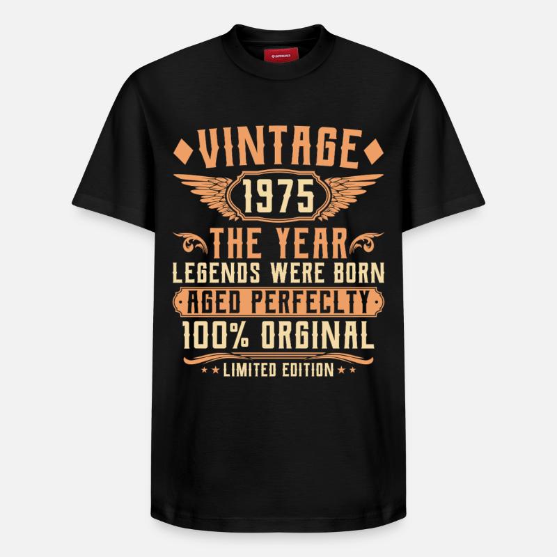 Millésime 50e anniversaire - Année 1975 - T-shirt unisexe décontracté en coton Supima – de SPREAD - noir