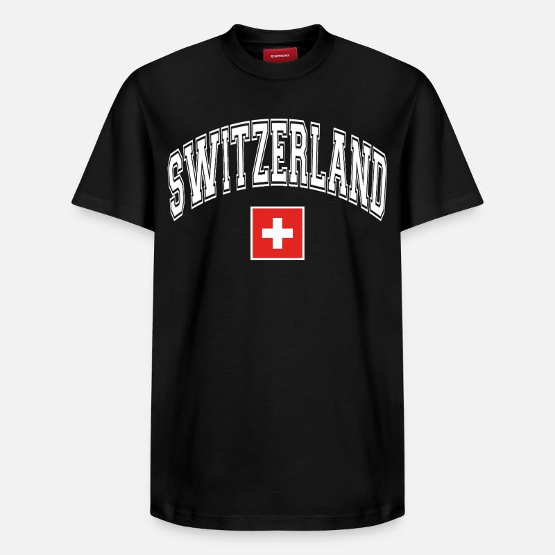 Drapeau de la Suisse - T-shirt unisexe décontracté en coton Supima – de SPREAD - noir