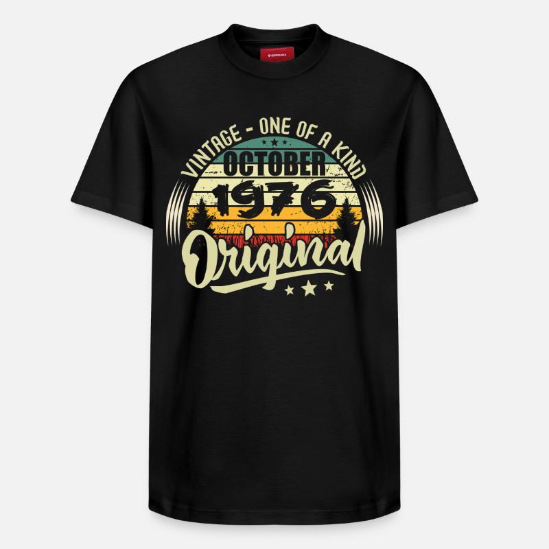 Cadeau Anniversaire Octobre 1976 - T-shirt unisexe décontracté en coton Supima – de SPREAD - noir