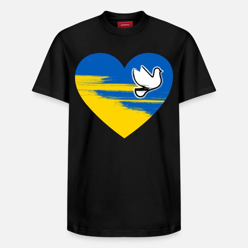 Ukraine Peace Heart Design - T-shirt unisexe décontracté en coton Supima – de SPREAD - noir