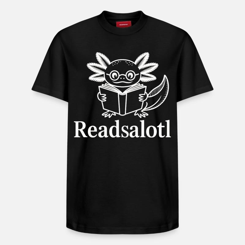 Lineart Readsalotl Axolotl Lecture - T-shirt unisexe décontracté en coton Supima – de SPREAD - noir