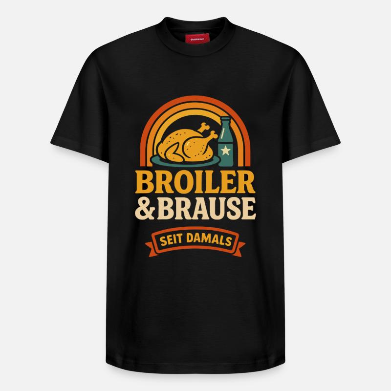 Broiler & Brause – Retro Ostalgie seit damals - Relaxed Unisex Supima Cotton T-Shirt – von SPREAD - Schwarz