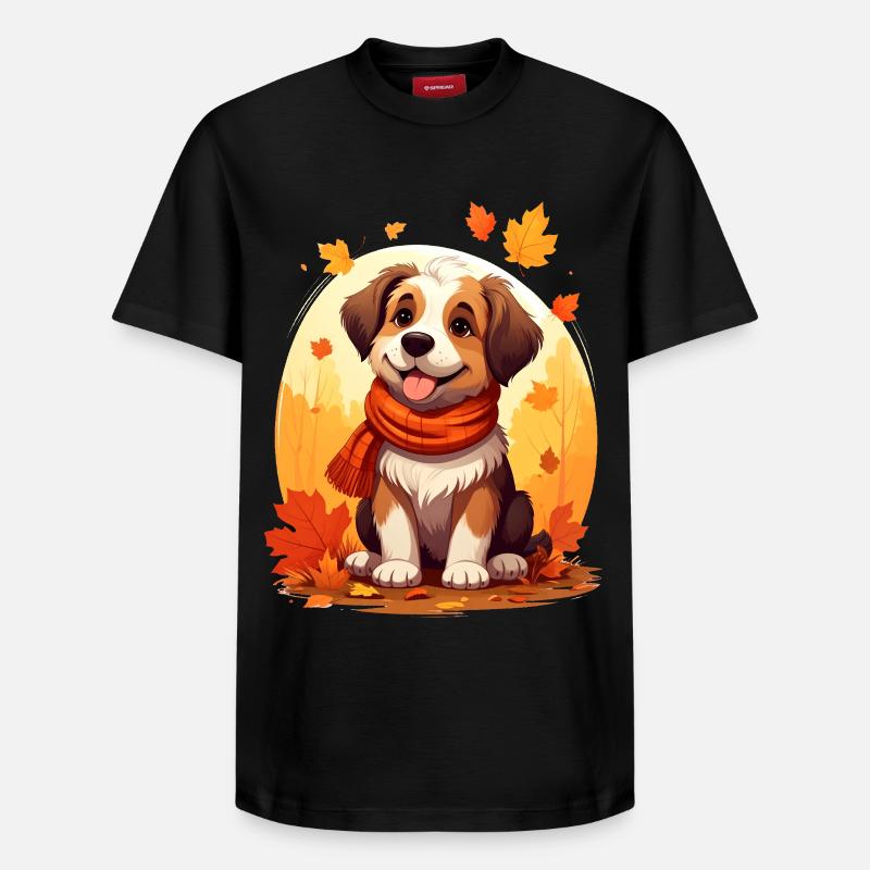 Chien en automne - T-shirt unisexe décontracté en coton Supima – de SPREAD - noir