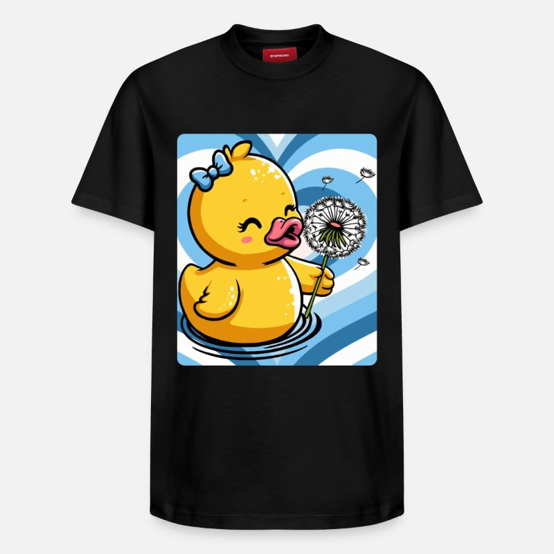 Breloque canard mignon avec pissenlit - T-shirt unisexe décontracté en coton Supima – de SPREAD - noir