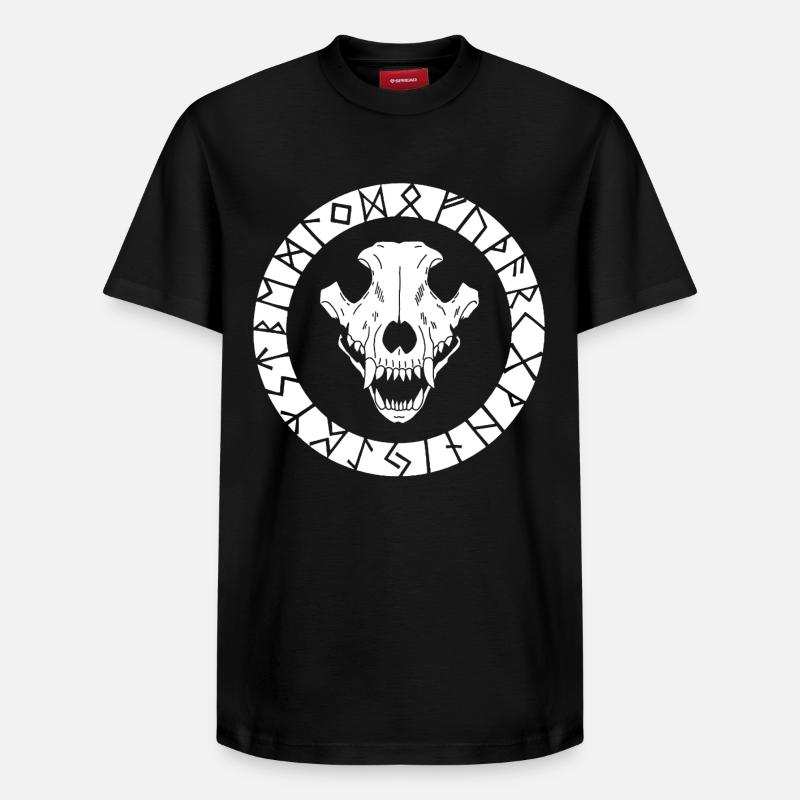 Weißer Wikinger Wolf Schädel - Relaxed Unisex Supima Cotton T-Shirt – von SPREAD - Schwarz