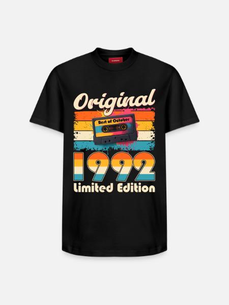 33rd Birthday Cassette October Year 1992 - Relaxed Unisex Supima Cotton T-Shirt – by SPREAD - black