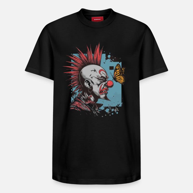 clownPunk et papillon - T-shirt unisexe décontracté en coton Supima – de SPREAD - noir